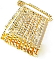 Golden Colour Diamonds Designer Safety pin Saree pin one Side of Safety pin - 12 Pack