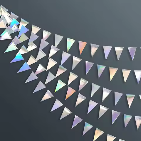 Iridescent Unicorn Party Rainbow Paper Flag Banner Star Moon Dots Garlands Hanging String Chain For