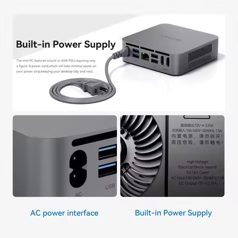 OUMAX Mini PC Intel Celeron J4125/N5095 DDR4 3200MHz M.2 SSD Windows 11 4K 60Hz WiFi5 BT5.0 RJ45 Des