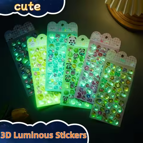 3D Luminous Embossed Stickers, Cartoon Stickers, Phone Case Decorations, Planner Stickers, Party Fav