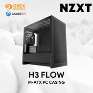NZXT H3 FLOW (2025) MATX AIRFLOW DESKTOP PC CASE | BLACK | 1x F120Q Fan | GREX MULTIMEDIA