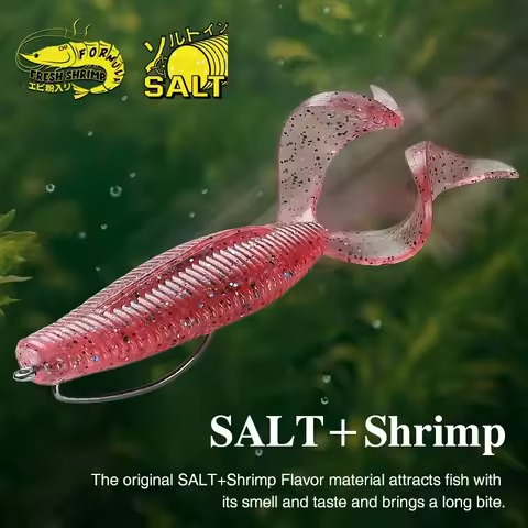 TSURINOYA 3.5in/90mm 6pcs Soft Bait 8.5g Twin Tail Grub Fishing Lure Silicone Pike Bass SPIRON TWIN 