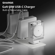 SHARGE 65W GaN Charger PD3.0 Type C QC3.0 2.0 Quick Charge Built-in 70cm Fast Charging USB-C Cable f