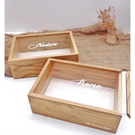 [31x 31x5] SLIDING Box Bridesmaid/ Box Groomsman/ Wooden Photo Album Box natural 31x31x5 cm