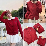 A356-Red rope cardigan with embroidered bear CAMILLA office fashion