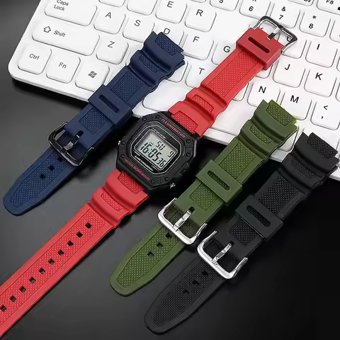 Watch strap accessories are suitable for Casio Watch W-218h / F-108 AE1200 / 1000 / 1300 resin silic