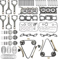 G6DH 3.3L Engine Rebuild Overhaul Gasket Kit w/Timing Chain Kit Connecting Rods Bearings Fit for Kia