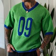 Men's Casual Simple Knit Sweater, Daily Wear Green Sweater, Knitted Jersey, Men's Crochet Sweater, 9
