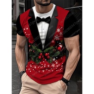Christmas New Men's Santa Claus T-shirt Gift Holiday 3D Printed T-shirt Round Neck Fashion Street To