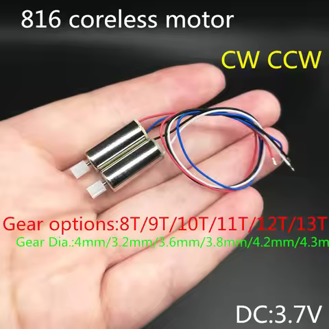 Free Shipping 3.7V 8*16mm 816 coreless Motors Engines 8t 9T 10T 11T 12t R/C Quadcopter Helicopter Dr