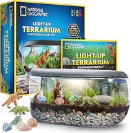 NATIONAL GEOGRAPHIC Light Up Terrarium Kit for Kids - Dinosaur Terrarium Kit for Kids, Build &amp; Grow a Dinosaur Habitat with Real Plants, Fossils &amp; More, DIY Science Kit, Arts and Crafts for Kids