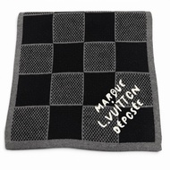 全新 ▼LOUIS VUITTONM92664 Damier Heritage 絲巾，2024 年款，100% 羊毛，黑色，意大利製造，正品，男士，帶盒子。