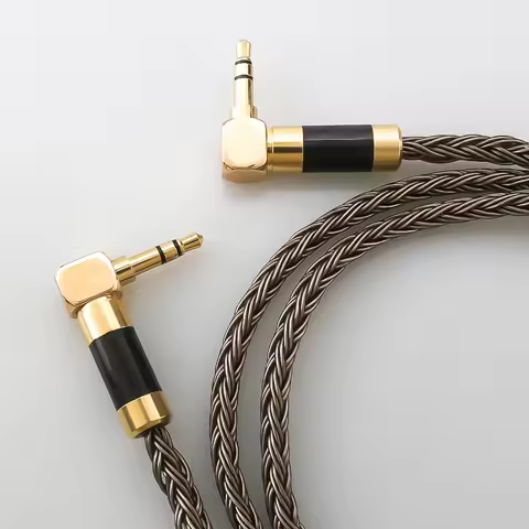 16 Core 7N OCC 3.5mm Right Angled Male to 3.5 Mm Angled Aux Male Audio Input Cable Speaker Line for 