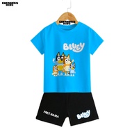 Bluey Kids Clothes Set for Boys and Girls Unisex Black Shorts Cotton Combed 30s