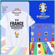 XS1 UEFA Euro 2024 France Italy Germany England Spain flag emblem 3D summer T-shirt Short Sleeve Top