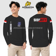 Long Sleeve T-Shirt SECURITY V2 SATPAM NEW VERSION A4 Cotton Combed 30s NC DTF Screen Printing Arsak
