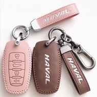 Genuine Leather Smart Keyless Remote Car Key Fob Case Cover Holder Shell Zinc Alloy Keychain Protector For Great Wall GWM Haval Jolion H6 H1 F7 Coupe M6 Chitu Big Dog Shenshou