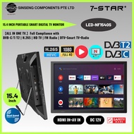 7-STAR* 15.4'' Portable Smart Digital TV Monitor Built in Battery Support Netflix DVB-T2 Miracast wi