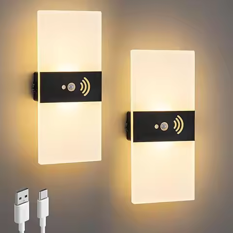 2PCS USB Recharge Wall Lamp LED Acrylic 85-265V Simple Bedroom Wall Light Living Room Bedhead Stair 