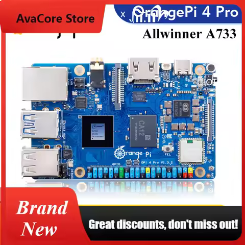 AvaCoreOrange Pi 4 Pro 4GB LPDDR5 + Power Supply Development Board Allwinner A733 Chip 3Tops NPU Wi-