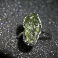 捷克隕石Moldavite原石S925銀戒指 能量之王 靈性之石 稀有珍貴