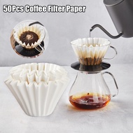 กระดาษกรองถ้วยใส่เค้กกาแฟชงด้วยมือ50ชิ้น/กล่องกระดาษพับถ้วยกรองลูกฟูกอุปกรณ์ที่กรองกาแฟกาแฟฟอกขาว