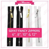 G0147 Gold &amp; Silver Fancy Zipper Zip Baju Blaus Size 6", 8", 10" &amp; 12"