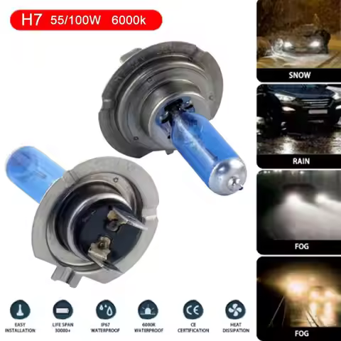 2pcs 6000k Super Bright White H7 Halogen Bulb 12V Car HeadLight Bulb h7 55w 100w Halogen Lamp Car He