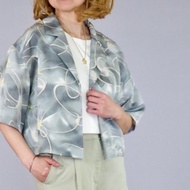 【日本製造】日本復古和服翻版、短款襯衫女式 M-L、絲綢、蝴蝶