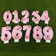 3D Number Cake Decorating Candle Pink Glitter Birthday Candles Digital Candle Cake Topper Birthday