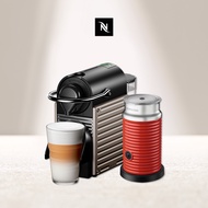 Nespresso 膠囊咖啡機 Pixie鈦金屬+Aero3紅色奶泡機