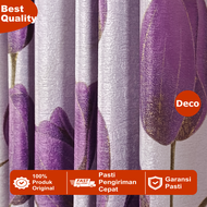Decomart - Gorden Blackout Jendela Pintu Motif Bunga Tulip Import  Variasi Warna Ungu Gold Maroon Hi