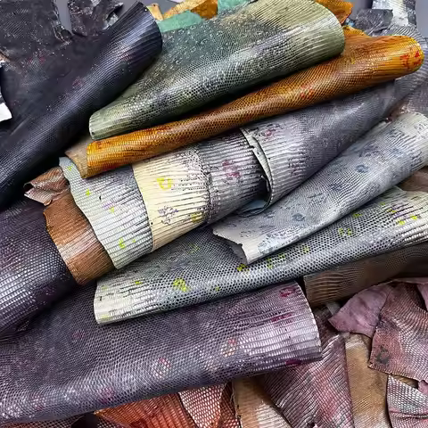 Special Effect Color Original Flower Himalayan White Lizard Pattern Leather Material Whole Hide Genu