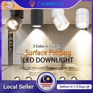 CANMEIJIA LED Downlight 3 Colors Change Ceiling Lamp Foldable Spotlight 7W 10W 15W Surface Mounted Ceiling Lights Folded 90° Rotation 360° Spot light for Living Room Bedroom Kitchen Indoor Lighting Fixture 1 Year Warranty