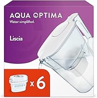 Aqua Optima Liscia Water Filter Jug & 6 Evolve+ Filter Cartridges 2.5L White - Fridge & Dishwasher F