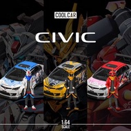 [現貨] 1∶64 車模 HONDA CIVIC FD2 爆改版 Gundam 塗裝系列 人偶版+ 合金汽車模型