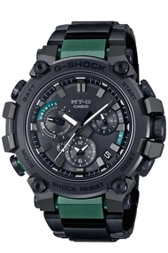 Casio MTG-B3000 Series G-Shock Watch, Equipped with MT-G Bluetooth, Radio-controlled Solar, green, L