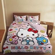 正版授權 三麗鷗 HELLO KITTY 凱蒂貓 世界大版款 雙人床包組 雙人床包 床包