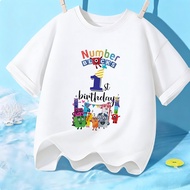 Number Blocks 1st Birthday Cartoon Printed Tshirt Budak Lelaki 100% Cotton Premium Fashion Short Sle