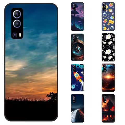 For vivo Y72 5G Case V2041 6.58" Soft TPU Silicone Shockproof Back Cover for vivo V2041 Phone Case F