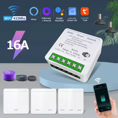 Tuya Smart WiFi Switch Smart Home Wireless RF 433mhz Smart Switch Wall Switch Smart Life APP Voice C