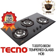 [1 Year Agent Warranty] Tecno T333TG with SAFETY VALVE-TOUGHENED GLASS 2XTR 90CM TEMPERED GLASS HOB