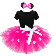 Kid Dresses for Girl Birthday Easter Cosplay Minnie Mickey Mouse Dot Dress Short Sleeve Baby Costume