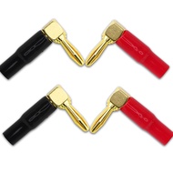 L-Shaped Banana Plugs, Right Angle 4mm Pure Copper 24k Gold Plated Speaker Banana Plug Connector, YO
