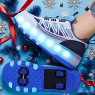 Children Wheel Skating Rampage Shoes Four Wheel Deformation Charging Luminous Wheel Shoes Boys Girls