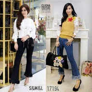 17194: culottes jeans, culottes,/ jeans, women's jeans, cutbray jeans, flare jeans,/ jeans, embroide