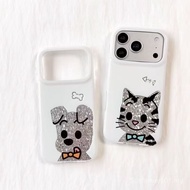 Phone Phone Case Suitable for iPhone Cute Flashing Diamond Cats Dogs Suitable for iPhone17ProMax Pho