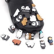 Cartoon Panda Jibbitz Charm Grizzly Bear Jibits Croc Pin Anime Shoe Charms We Bare Bears Croc Jibbits for Women Shoes Accessories Decoration