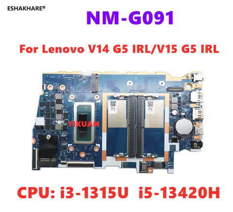 NM-G091 Mainboard For Lenovo V14 G5 IRL V15 G5 IRL Laptop Motherboard CPU i3-1315U i5-13420H 5B21S92