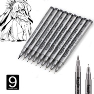 ROSEGOOD 9Pcs/Set Sketch Pens, Multiliner Fine Point Art Pens, Portable Black Ink Art Stationery Wri